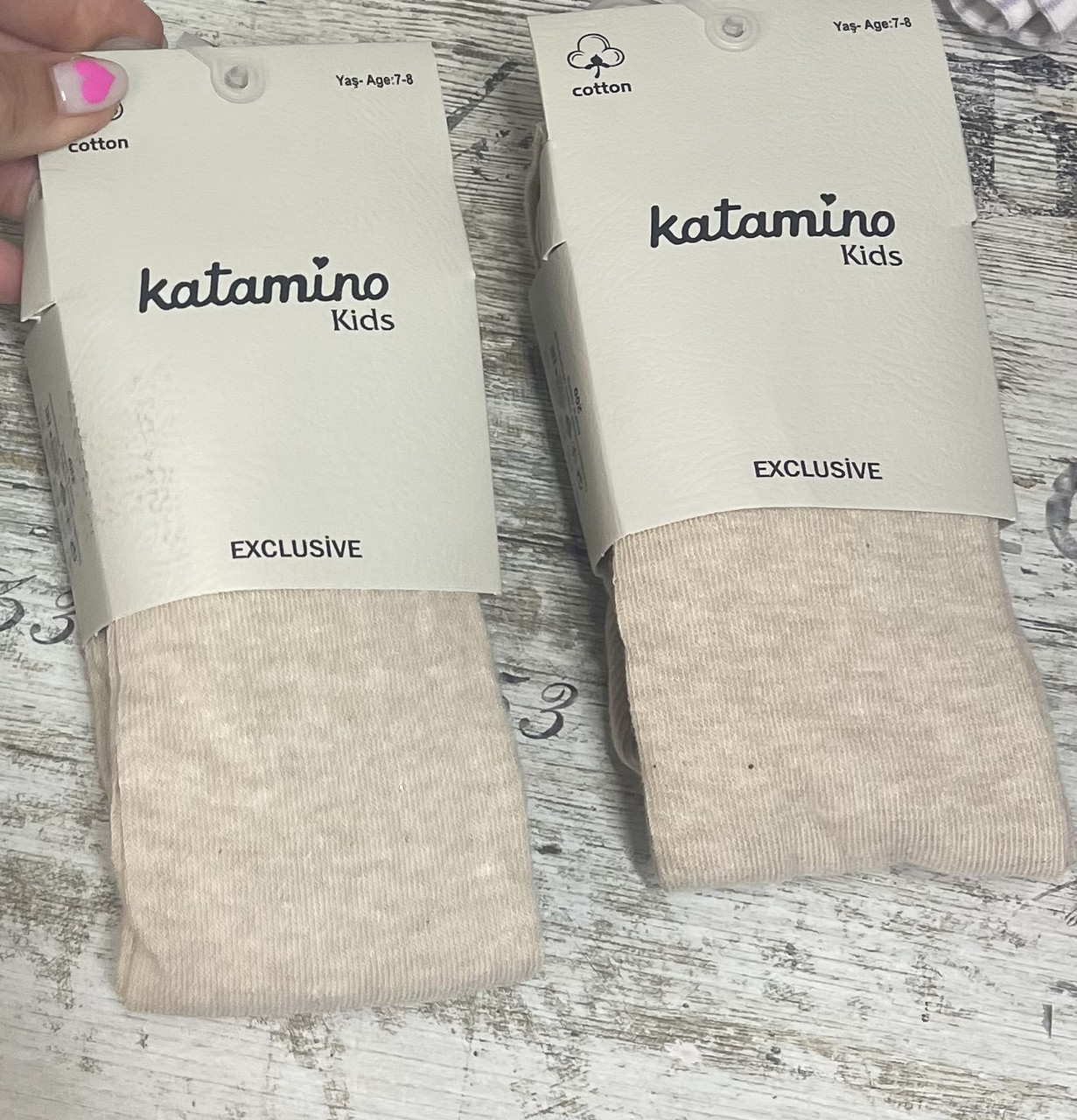 Бежеві однотонні бавовняні гладкі колготки для дітей, фото 1