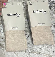 Бежеві однотонні бавовняні гладкі колготки для дітей