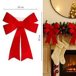 Бант «Червоний оксамит», 52 см – елегантна прикраса для святкового декору