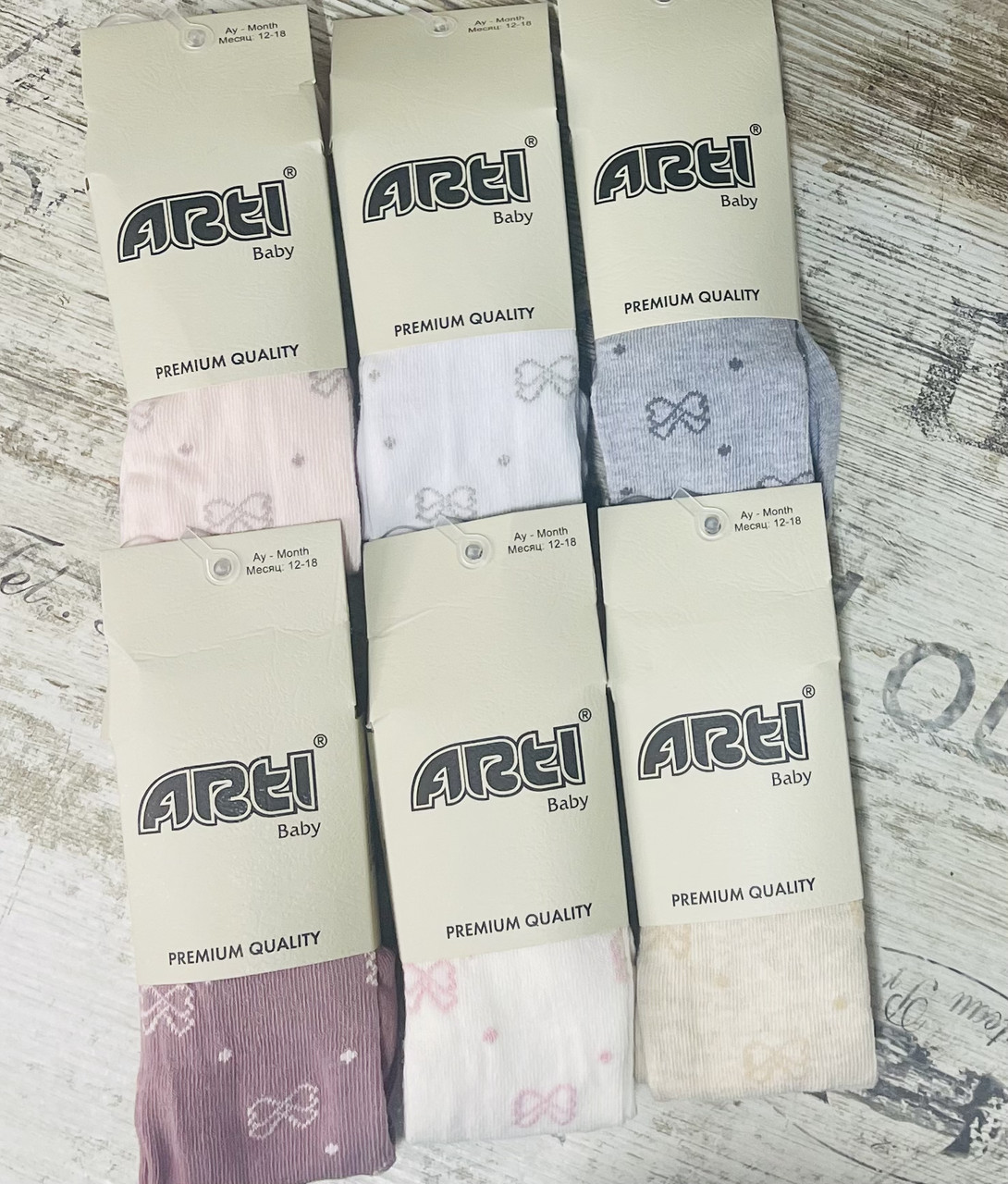 Бавовняні колготки для новонароджених дівчаток із принтом Бантик, фото 1