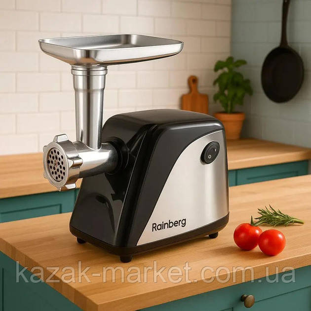 Електрична м'ясорубка 4в1 rainberg rb-676 3800w із соковичавницею, з решіткою для фаршу, з насадками, фото 1