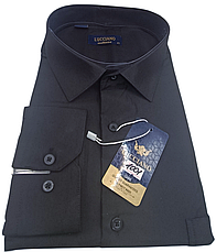 Чоловічі сорочки батал велетень Lucciano vd-1001 однотонна класична Туреччина, ошатна чорна стильна, фото 3