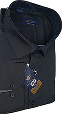 Чоловічі сорочки батал велетень Lucciano vd-1001 однотонна класична Туреччина, ошатна чорна стильна, фото 5