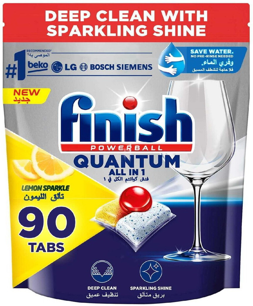 Засіб Finish Quantum All in1 90 капсул LEMON для посудомийних машин