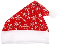 Новорічний ковпак із сніжинками, червона шапка Санта Клауса з хутром і помпоном, святковий аксесуар