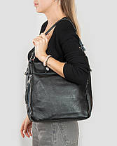 Сумка жіноча шкіряна на плече чорна подвійне відділення з перегородкою на блискавці класична Alex Rai 8779-9, фото 2