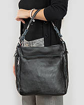 Сумка жіноча шкіряна на плече чорна подвійне відділення з перегородкою на блискавці класична Alex Rai 8779-9, фото 3