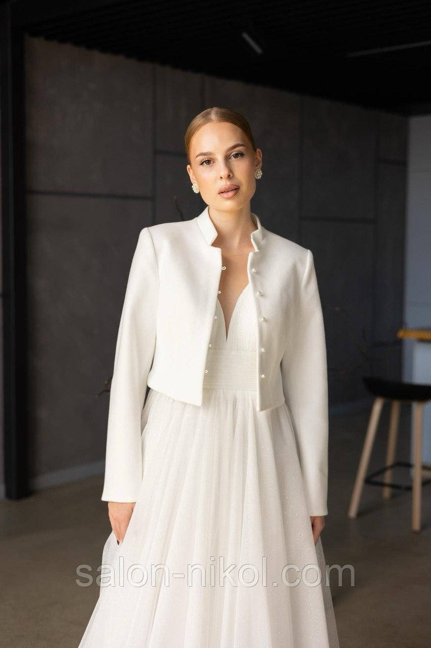 Весільна шубка-піджак кашемір № Ш2603 розмір 46, фото 1