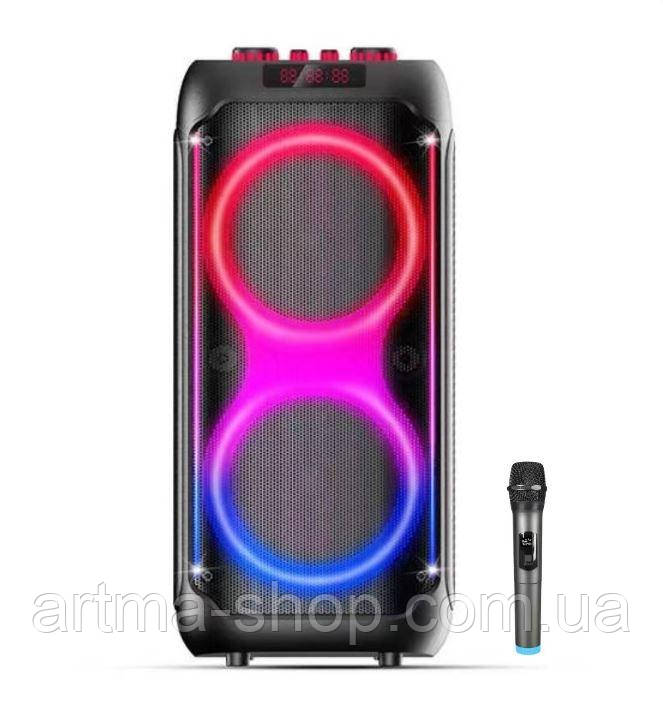 Автономна акустична переносна колонка ERA EAR E-881/9651 з радіомікрофоном 80 Вт 2x8" TWS/FM/USB/TF/BT/REC/LED/1MIC, фото 1