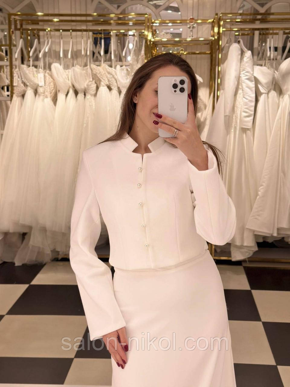 Весільна шубка-піджак кашемір № Ш2603 розмір 42, фото 1