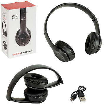 Бездротові накладні великі блютуз-навушники з мікрофоном Bluetooth 5.0+EDR для музики, ПК і дзвінків