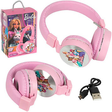 Навушники «Барбі» з LED-підсвічуванням бездротові накладні великі блютуз з мікрофоном FM/TF для музики, ПК і дзвінків, рожеві