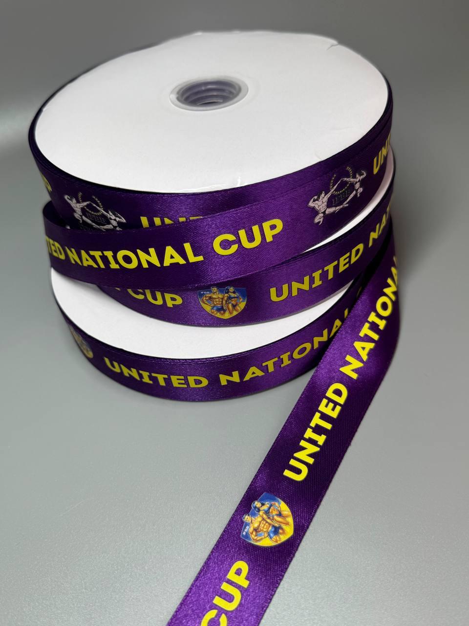 Стрічка повнокольоровий друк з логотипом Персоналізована атласна стрічка 25 мм під замовлення Друк з градієнтом 180 м, фото 1