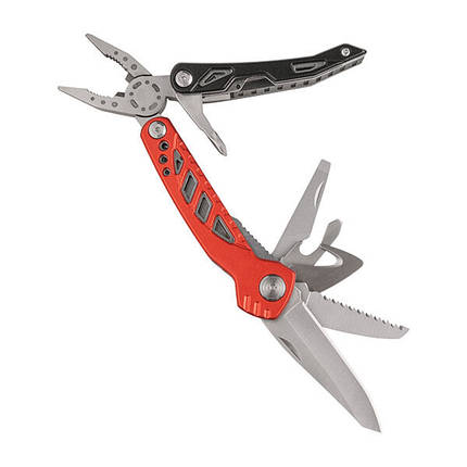 Мультитул 13в1 червоно-чорний, багатофункціональний складаний інструмент із нержавійної сталі з чохлом, фото 2