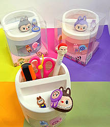 Підставка-органайзер на 2 відділення з наклейками Лабубу
