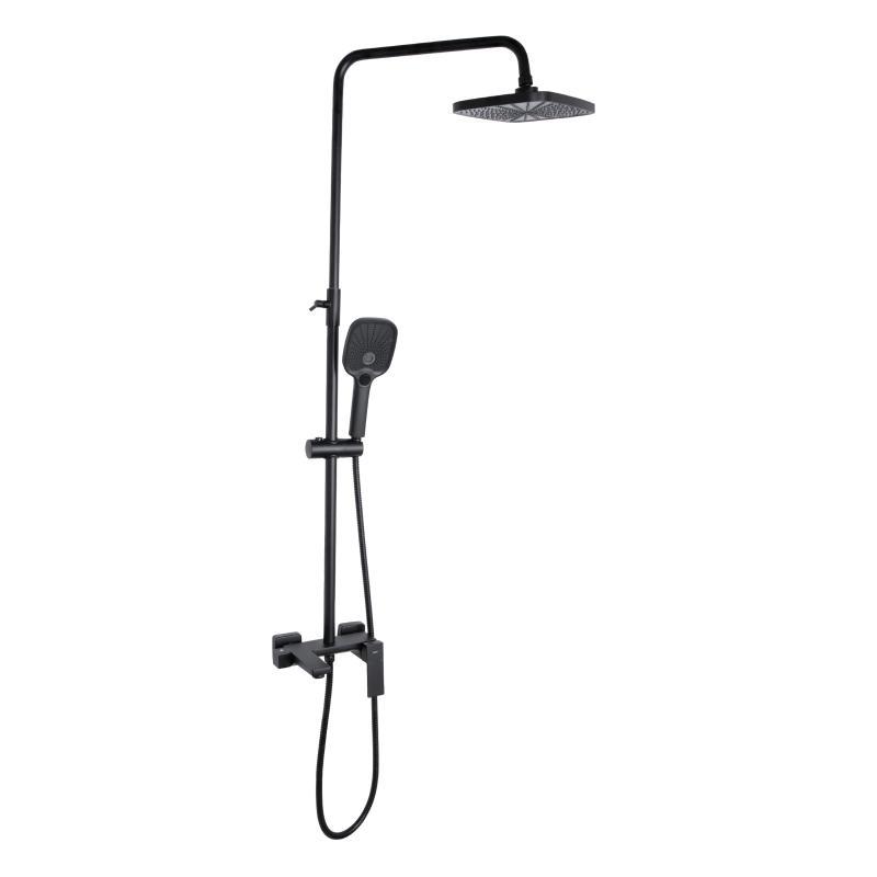 Душова система універсальна Qtap Gemini на три споживачі (з виливом) QTGEM111BLM45686 Black Matt, фото 1