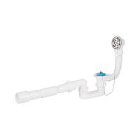 Сифон для ванни Lidz LSW05 випуск 70 мм, плоский, без ревізії, з корком на ланцюги (вихід гофра 40/50 мм)