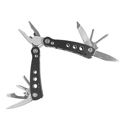 Мультитул 10в1 чорний, багатофункціональний складаний інструмент із нержавійної сталі з чохлом, фото 2