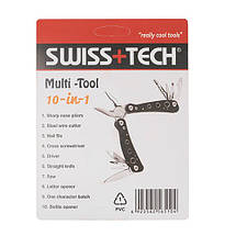 Мультитул 10в1 чорний, багатофункціональний складаний інструмент із нержавійної сталі з чохлом, фото 3