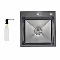 Lidz Handmade H5050HB Мийка для кухні інтегрована Decor Black PVD Honeycomb 2,5/0,5 мм LDH5050BDECPVD48369