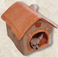Будиночок для тварин Хакі 40х35х38 см Лежанка для котів та собак Затишний