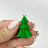 Підвіски пластик Finding Кулон новорічна ялинка металева петля Зелений 33 мм х 23 мм х 22 мм