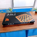 Шахи, шашки, нарди 3 в 1 подарунковий набір 48×48 см велике поле, дерево, дерев’яні фігури, фото 8