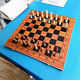 Шахи, шашки, нарди 3 в 1 подарунковий набір 48×48 см велике поле, дерево, дерев’яні фігури, фото 2