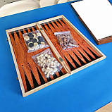 Шахи, шашки, нарди 3 в 1 подарунковий набір 48×48 см велике поле, дерево, дерев’яні фігури, фото 4