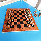Шахи, шашки, нарди 3 в 1 подарунковий набір 48×48 см велике поле, дерево, дерев’яні фігури, фото 3
