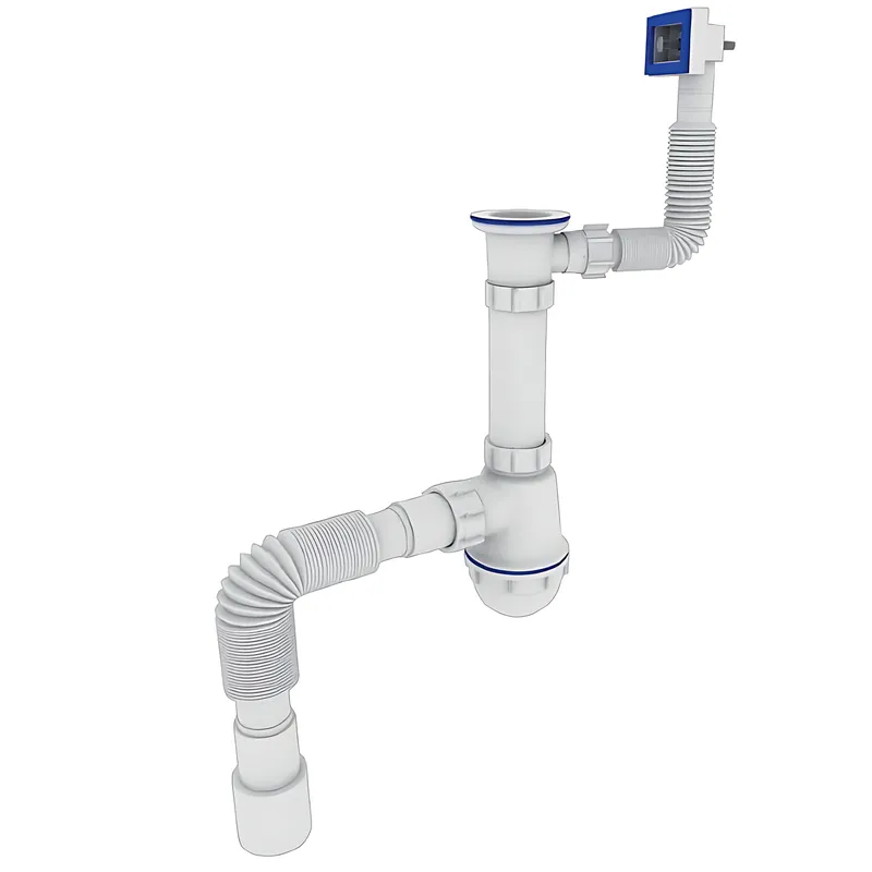 Сифон для кухні Zerix SK-04-А 1 1/2"x40 з нарізним випуском і прямим переливом (ZX5086), фото 1