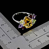 Каблучка. Натуральний цитрин, аметист, гранат і перидот. Срібло 925., фото 3