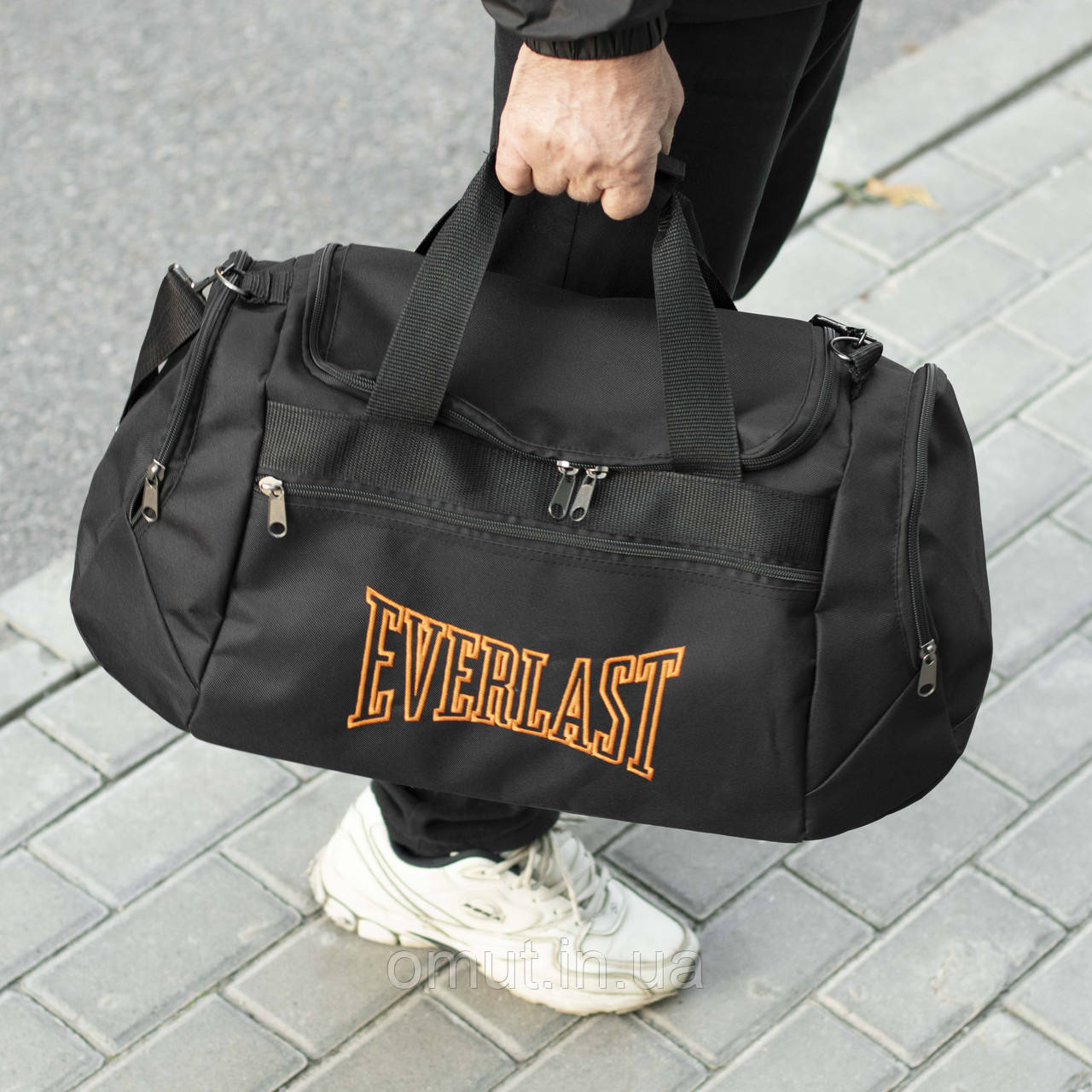 Спортивна сумка Everlast TLS Orange для тренувань та фітнесу чорна тканинна дорожня, фото 1