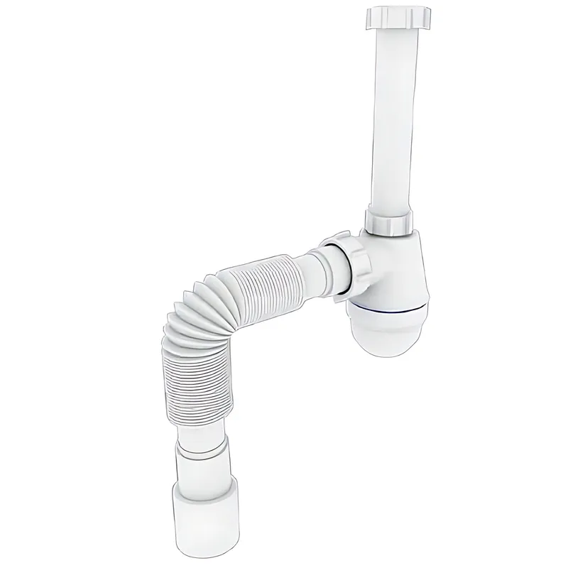 Сифон для раковини Zerix SU-03-В без випуску, з ревізією (Квіт білий) 1 1/4" (ZX5084), фото 1