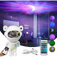Лазерний нічник-проектор зоряного неба Астронавт з місяць Стоячий RGB Bluetooth колонка SD карта пульт