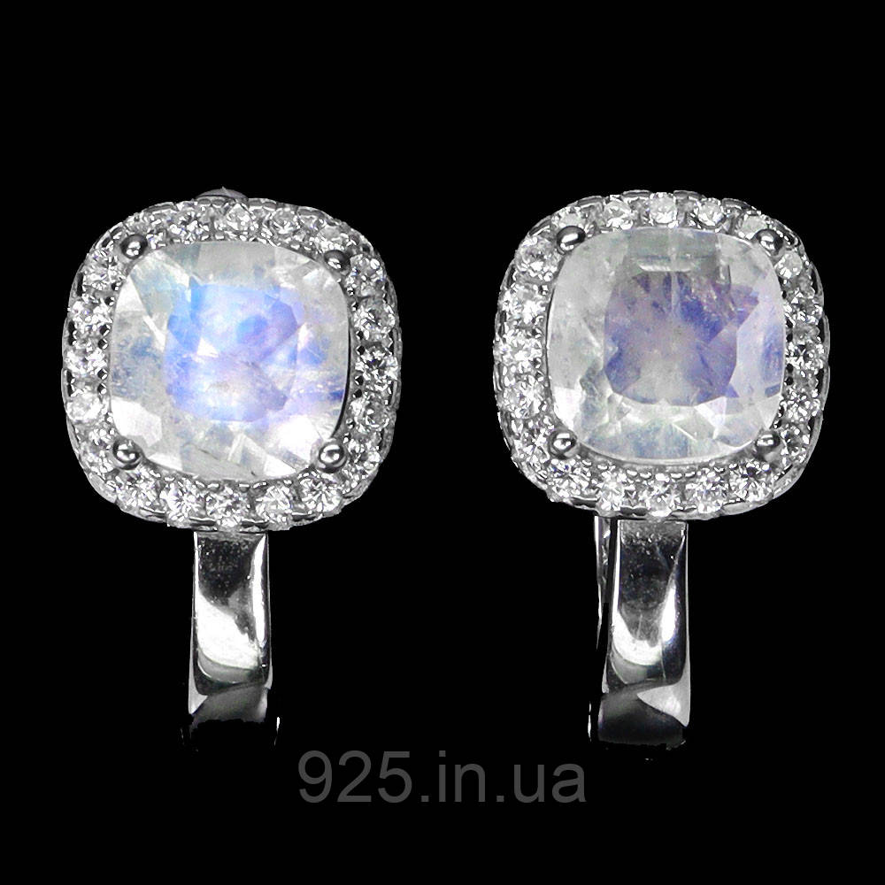 Сережки. Натуральний місячний камінь. Срібло 925., фото 1