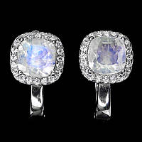 Сережки. Натуральний місячний камінь. Срібло 925.