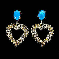 Сережки. Натуральний опал і сапфір. Срібло 925.