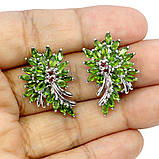 Сережки. Натуральний хром діопсид і аметист. Срібло 925., фото 3