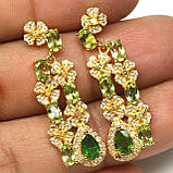 Сережки. Натуральний хром діопсид і перидот. Срібло 925., фото 3