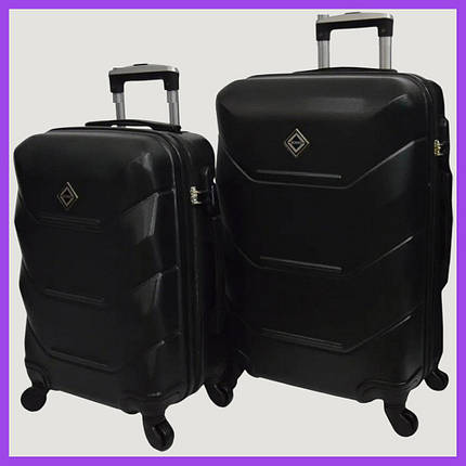 Набір валіз Bonro 2019 - 2 шт (M+L) середня і велика чорні дорожні пластикові на колесах з кодовим замком і висувною ручкою, фото 1