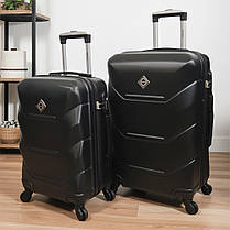 Набір валіз Bonro 2019 - 2 шт (M+L) середня і велика чорні дорожні пластикові на колесах з кодовим замком і висувною ручкою, фото 2