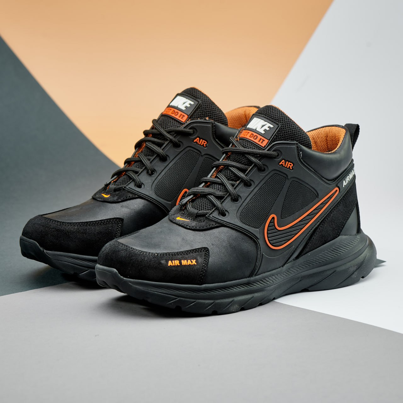 Зимові чоловічі шкіряні черевики, кросівки чорні утеплені з натуральної шкіри на хутрі на зиму для чоловіків, розмір 40-45, фото 1