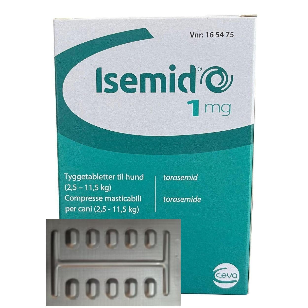 Ісемід 1 мг Ceva Isemid при застійній серцевій недостатності, набряку легенів у маленьких собак, 10 таблеток, фото 1
