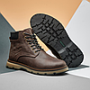 Зимові чоловічі шкіряні черевики, кросівки коричневі утеплені з натуральної шкіри на хутрі на зиму для чоловіків, розмір 40-45, фото 5