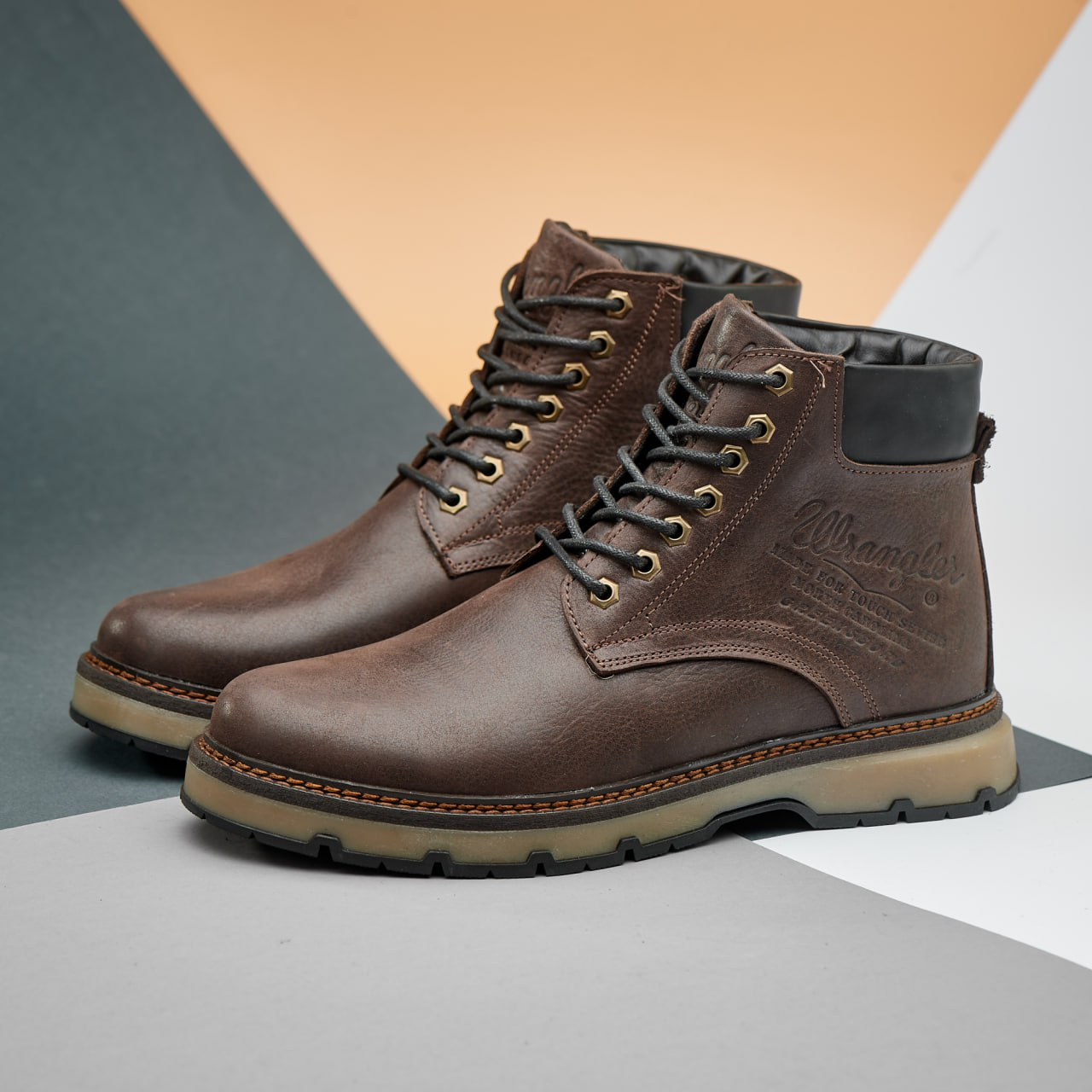 Зимові чоловічі шкіряні черевики, кросівки коричневі утеплені з натуральної шкіри на хутрі на зиму для чоловіків, розмір 40-45, фото 1