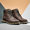 Зимові чоловічі шкіряні черевики, кросівки коричневі утеплені з натуральної шкіри на хутрі на зиму для чоловіків, розмір 40-45, фото 2