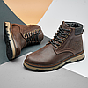 Зимові чоловічі шкіряні черевики, кросівки коричневі утеплені з натуральної шкіри на хутрі на зиму для чоловіків, розмір 40-45, фото 3