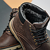 Зимові чоловічі шкіряні черевики, кросівки коричневі утеплені з натуральної шкіри на хутрі на зиму для чоловіків, розмір 40-45, фото 7