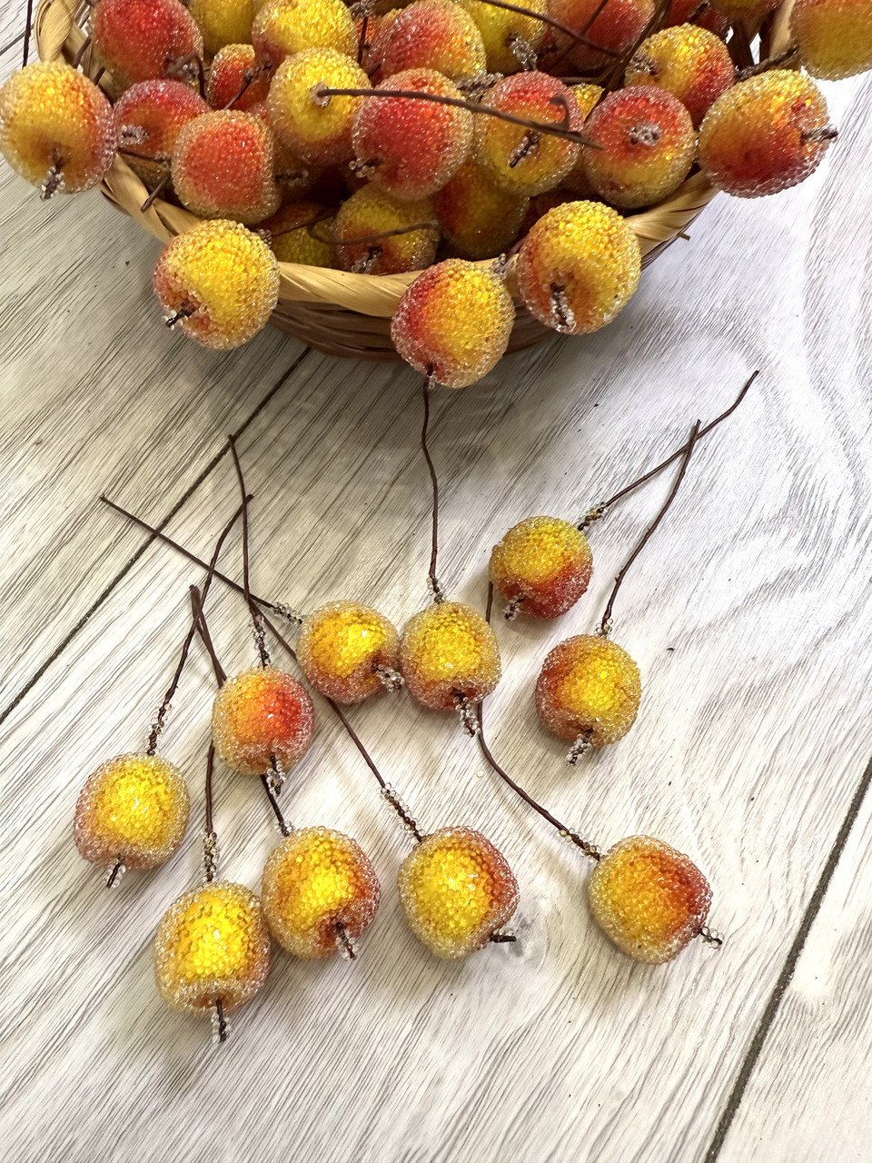 Декоративне яблучко в цукрі для декору. Цукрове яблуко для композицій ( 1,5 см ), фото 1